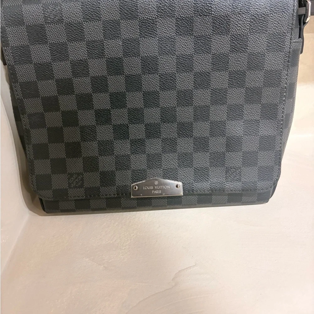 Black Checkered Messenger Bag - Men's Shoulder Bag
